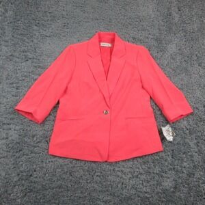 Kasper Blazer Womens 8 Pink Luxe Salmon 3/4 Sleeve Lined Suit Work Jacket NWT